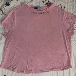 H&M Pink Graphic “Girls Bite Back” Short Sleeve Tee Medium Size
